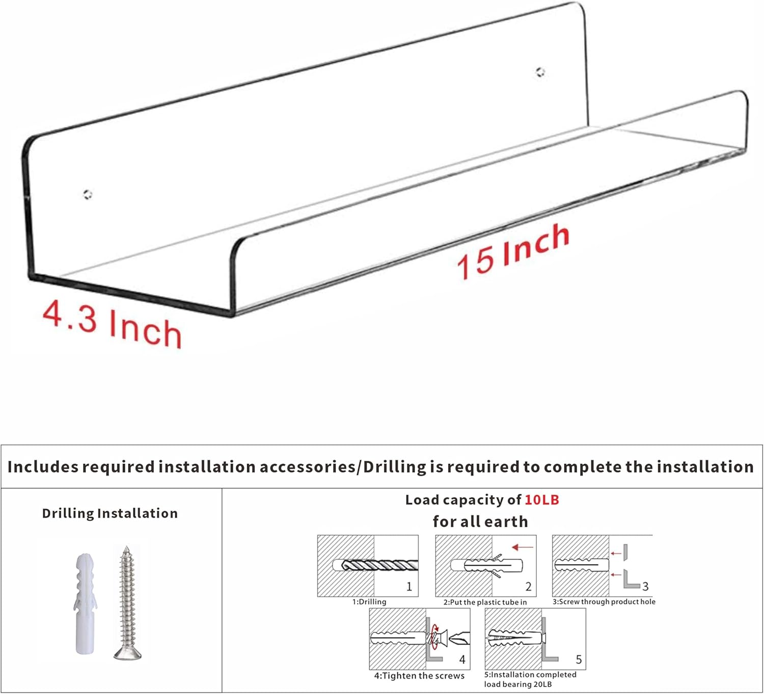 4 Pack Clear Acrylic Floating  - Pop Display Shelf avaliação e preço