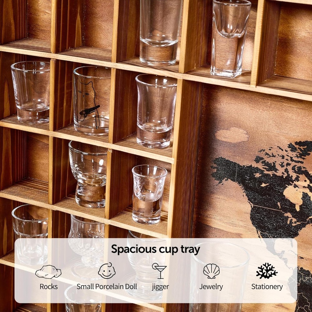 Large World Map Shot Glass Dis - Display Case Acrylic avaliação e preço