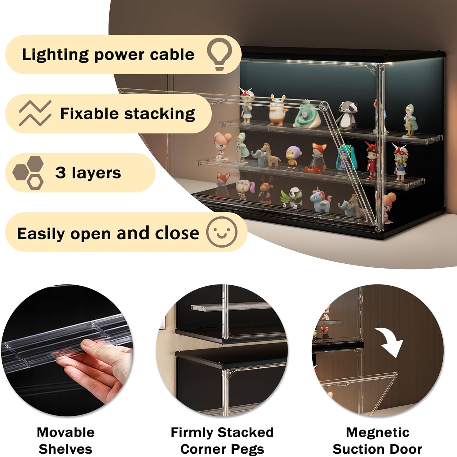 3-Tier Stackable LED Display C - Display Case Acrylic avaliação e preço